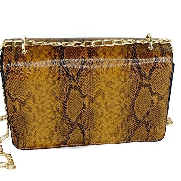 NEW-DUALFLAP GoldAccents Snake Print Crossbody Bag - Picture 10 of 10